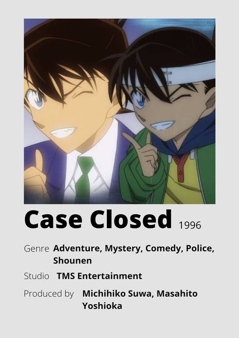 Case Closed Anime, Poster Information, Anime Minimalist Poster, Anime Watch, Case Closed, Detective Conan, Minimalist Poster, Me Me Me Anime, Detective