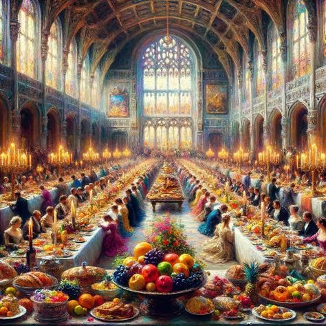 A feast for the senses, where fantasy meets flavor in the heart of the royal hall. 🍇🍷✨ Dive into a world where every bite tells a story. #FantasyFeast #RoyalBanquet #ImpressionistArt #FeastYourEyes #CastleLife #CulinaryArtistry #ArtisticEats #EnchantedEvenings #VibrantFoods #MagicalMoments #DigitalArt #ArtOfTheDay #InstaArt #ArtistsOnInstagram #ContemporaryArt#CreativeAI #TechArt #ModernArt#ArtificialIntelligence #Innovation #aiart #aiartist #conceptart #artcommunity #artwork#digitalartwork Fantasy Feast Art, Fantasy Feast, Royal Feast, Tech Art, Fantasy City, The Senses, Impressionist Art, Ancient Times, Community Art