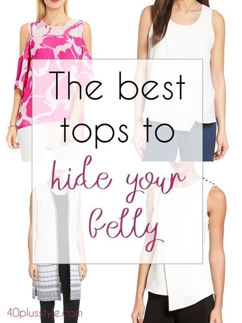 The best tops to hide your tummy | 40+ Style - How to look and feel great over 40! | Bloglovin’ Moda Over 50, Belly Clothes, Moda Over 40, Apple Shape Outfits, Flattering Outfits, Over 60 Fashion, Outfit Jeans, 60 Fashion, Over 50 Womens Fashion