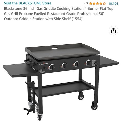 4 Burner Flat Top Gas Grill Propane Fuelled Restaurant Grade Professional 36” Outdoor Griddle Station with Side Shelf Propane Griddle, Gas Griddles, Cooking Station, Portable Bbq Grill, Barbecue Portable, Side Shelf, Flat Top Grill, Side Shelves, Portable Bbq