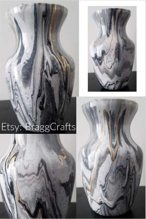 Faux marble vase with gold leaf veins. Acrylic pour functional art. DIY marble vase.  #acrylicpour #acrylicpourpainting #acrylicpourart #acrylicpourartwork #acrylicpourdiy #acrylicpourimages #acrylicpourvase #diymarblevase Photo Frame Shop, Leaf Veins, Acrylic Vase, Painting On Glass, Acrylic Pouring Techniques, Diy Marble, Acrylic Liquid, Marble Vase, Greek Gods And Goddesses