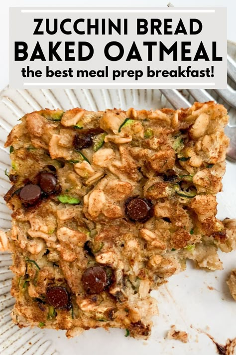 Zucchini Bread Oatmeal, Zucchini Recipes Protein, Zucchini Bread Baked Oatmeal, Zucchini Baked Oats, Zucchini Baked Oatmeal, High Protein Zucchini Bread, Protein Zucchini Bread, Zucchini Oatmeal Bread, Protein Zucchini Recipes