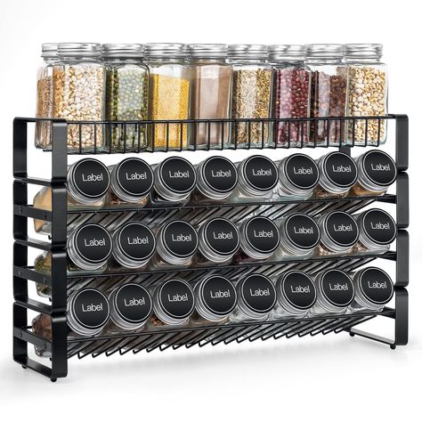 Best Spice Rack, Countertop Spice Rack, Spice Organizer, Seasoning Rack, Spice Rack Organiser, Space Saving Kitchen, Bathroom Storage Racks, Countertop Organizer, Spice Labels