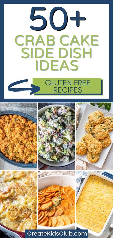 Check out over 50 delicious side dish ideas that solve the what to serve with crab cakes dilemma! From roasted veggies to onion rings and salads of all kinds, there is something for everyone in this collection of gluten-free side dish recipes. After scrolling through this round-up, you’ll be set with what to eat with crab cakes. There are SO many delicious sides for crab cakes that we end up picking a new one each time. Side Dish For Crab Legs Dinners, Crab Feast Side Dishes, What To Serve With Crab Cakes Dinners, Sides For Crab Cakes, Side Dishes For Crab Cakes, Crab Cake Meals Sides, Crab Cake Sides, Crab Cake Salad, Shrimp Side Dish