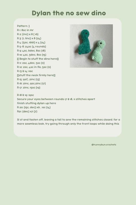 Free Crochet Patterns One Color, Amigurumi No Sew Dinosaur Free Pattern, Fast Crochet Animals, No Sew Arigumi, Dinosaur Pattern Crochet, No Sew Dinosaur Crochet Pattern Free, 30 Min Crochet Patterns Free, Bobble Stitch Crochet Pattern, Plush Yarn Amigurumi