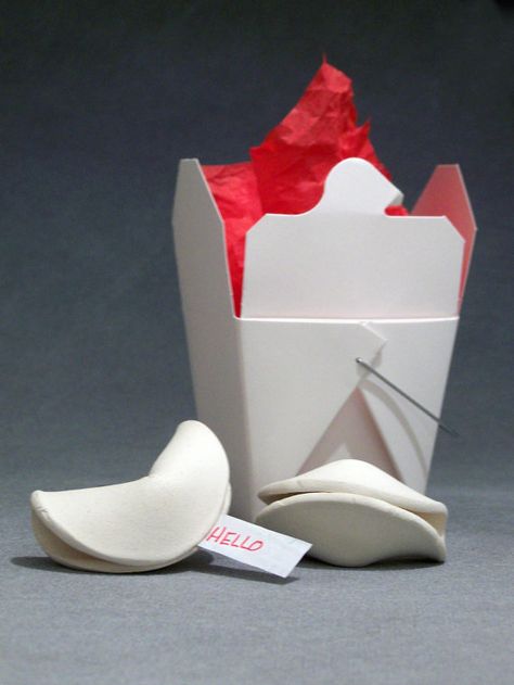 White Ceramic Fortune Cookie Gift Set Ceramic Favors, Fortune Cookie Favors Wedding, Clay Fortune Cookies, Ceramic Fortune Cookie, Custom Fortune Cookies, Fortune Cookies, Fortune Cookie, Cookie Gifts, Clay Pots