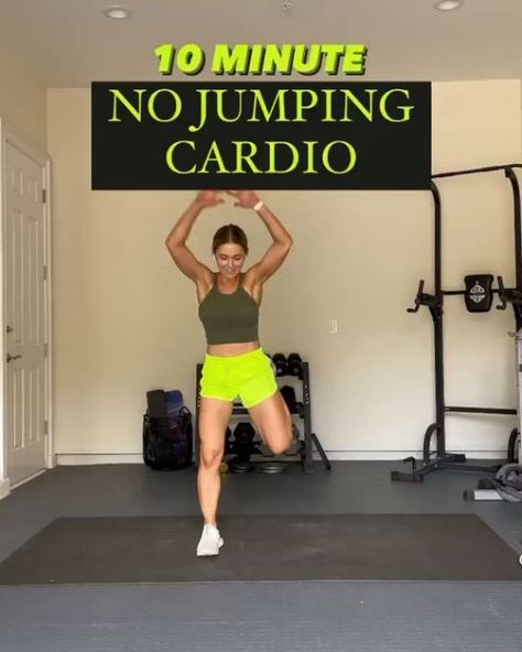 Weight Loss Tips 🇺🇸 on Instagram: "10 Min NO JUMPING CARDIO - Low Impact Workout This may look easy but it got my heart rate up to 150’s 💪🏼💪🏼 Do the first 2 exercises 10 reps in total and the rest 20 reps each. Repeat this circuit 3x. . . . . . . . . . . . . . CC@katb_fit #lowimpact #lowimpactmovement #lowimpactworkout #lowimpactcardio #cardioworkout #10minuteworkout #homeworkout #cardioathome" No Jumping Cardio, Mini Workouts, Beginner Workout At Home, Easy Exercise, Low Impact Cardio, Youtube Workout, Cardio Workout At Home, Cardio Exercises, 10 Minute Workout