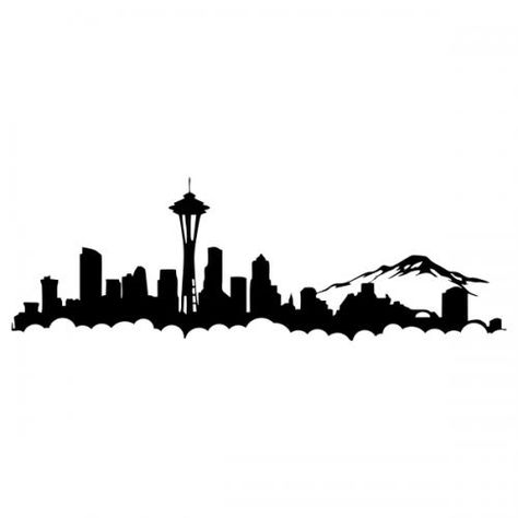 Seattle Skyline Drawing, Seattle Skyline Outline, Seattle Skyline Tattoo, Seattle Skyline Silhouette, Skyline Tattoo, Apex Design, Skyline Drawing, Seattle Tattoo, Washington Art