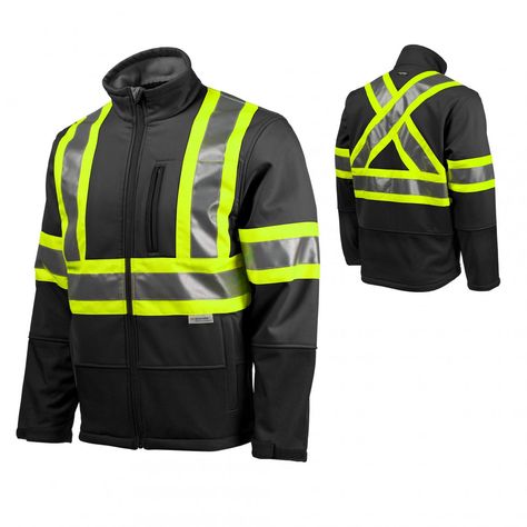 HI-VIS WORKWEAR 116516 Hivis softshell jacket | GroupBBH Hi Vis Workwear, Tactical Jacket, Safety Gear, Public Safety, Softshell Jacket, Reflective Tape, Work Jackets, Soft Shell Jacket, Polar Fleece