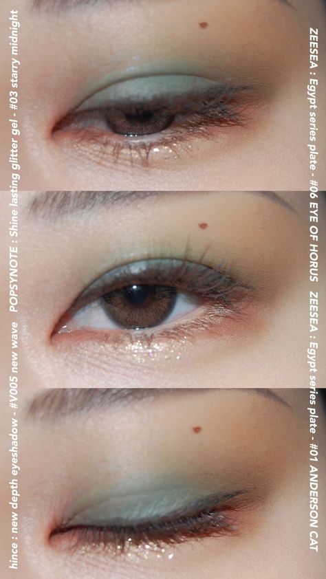 Asian Eyeshadow Makeup Look Asian Eyeshadow, Green Eyeshadow Makeup, Asian Makeup Looks, Makeup Nails Art, Ethereal Makeup, Green Makeup, Green Eyeshadow, Asian Eye Makeup, Eye Makeup Art