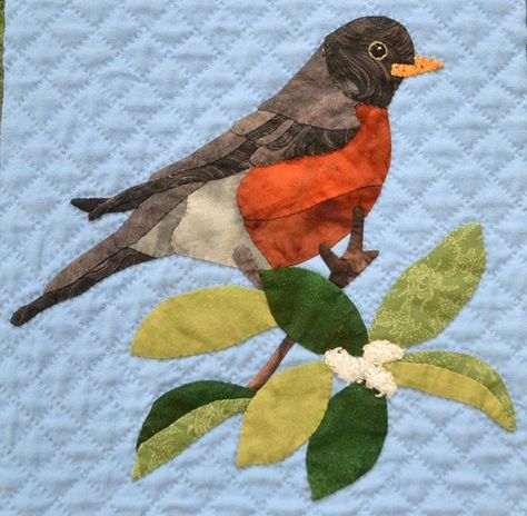 Robin | Craftsy Applique Birds, Bird Quilt Blocks, Bird Quilts, Appliqué Patterns, Bird Applique, Quilting Applique, Quilt Applique, Appliqué Quilts, Bird Quilt