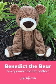 Benedict the Bear Amigurumi - Free Crochet Pattern from Jess Huff. Jess Huff, Crocheted Teddy Bear, Bear Amigurumi, Crochet Bear Patterns, Crochet Teddy Bear Pattern, Confection Au Crochet, Crochet Teddy Bear, Crochet Amigurumi Free, Haken Baby