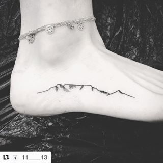 Dot And Line Tattoo, Table Mountain Tattoo, Dot And Line, Group Tattoos, Africa Tattoos, African Tattoo, Mountain Tattoo, Line Tattoo, Table Mountain