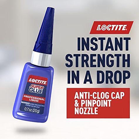 Loctite super glue professional in a bottle has proven superior performance over ordinary super glues. It works faster and holds stronger on more surfaces than ordinary instant adhesives thanks to a patented additive. Loctite super glue professional's super strength formula is ideal for heavy-duty projects and repairs. It dries clear and sets without clamping. Loctite super glue professional is resistant to moisture most chemicals and freezing temperatures. Office Tape, Glue Sticks, Back To School Supplies, Super Glue, Office School, School Crafts, School Office, School Supplies, Hand Soap Bottle