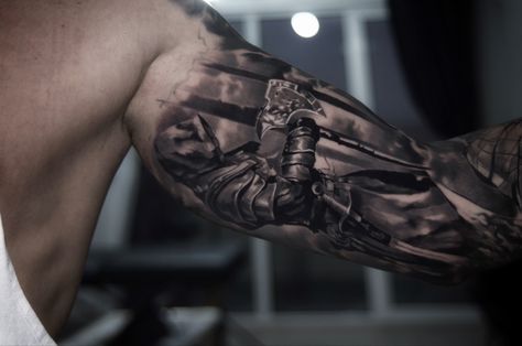 Best Inner Bicep Tattoo For Men, Viking Inner Bicep Tattoo, Greek Mythology Inner Bicep Tattoo, Best Bicep Tattoos Men, Mens Bicep Tattoo Ideas, Inner Bicep Tattoo Men Ideas Design, Mens Bicep Tattoo, Under Bicep Tattoo For Men, Inner Bicep Tattoo Men Ideas