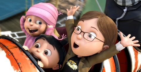 Margo, Edith, and Agnes from "Despicable Me." Setting: 21st century America. Based on a story by Sergio Pablos. Agnes Despicable Me, Orphan Girl, Despicable Me 2, Minions Despicable Me, Miranda Cosgrove, Miss Piggy, Kids' Movies, Icarly, Kid Movies