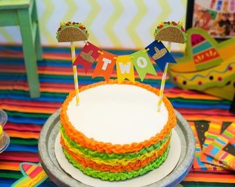 Taco twosday decorations | Etsy Taco Bout Two Birthday, Taco Twosday Cake, Taco Twosday Birthday, Taco Cake, Taco Twosday, Fiesta Cake, Cake Bunting, Fiesta Birthday Party, Taco Party