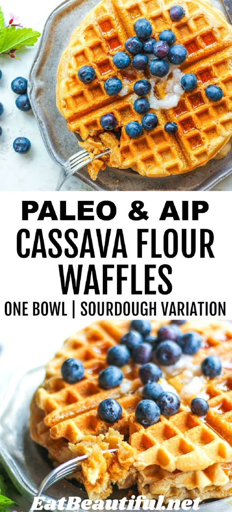 Casava Flour Waffle Recipe, Aip Cassava Flour Recipes, Aip Breakfast Bowl, Cassava Flour Pancakes Egg Free, Aip Bowls, Cassava Waffles, Cassava Flour Waffles, Rheumatoid Diet, Aip Waffles