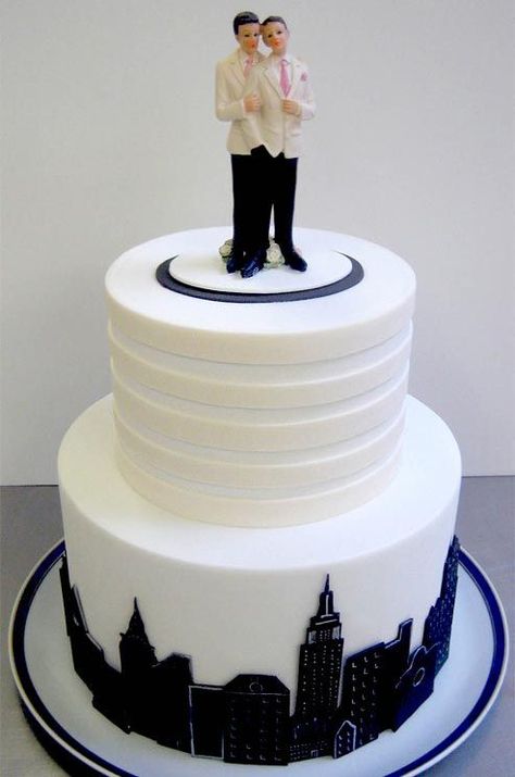 gay wedding cake Uke Seme, Gay Wedding Cakes, Colin Cowie Wedding, Inexpensive Wedding Invitations, White Cakes, Cake Shapes, Wedding Cakes With Cupcakes, Modern Wedding Cake, Unique Cakes