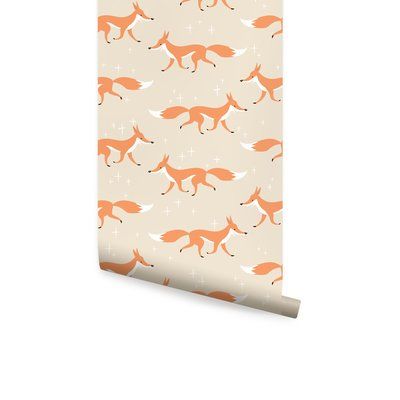 Harriet Bee Digregorio Fox Animal 4' L x 24" W Peel and Stick Wallpaper Roll Patterned Accent Wall, Wildlife Wallpaper, Brick Wallpaper Roll, Fox Animal, Woodland Animal Nursery, Scenic Wallpaper, Room Makeovers, Wallpaper For Sale, Embossed Wallpaper