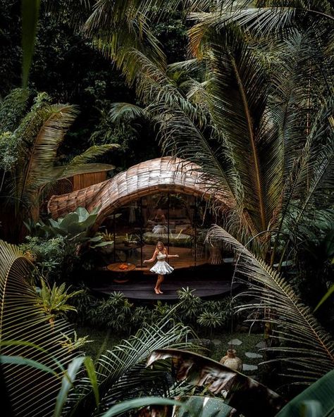 Joe - | Writer | Photographer on Instagram: "Take to the stage and life will play the symphony. Whether you choose to dance like no-one is watching is up to you. . @agirlwhoblooms taking centre stage at @hideoutbali latest addition to their eco-friendly bamboo villas, Cocoon. . #bali #airbnb #baligasm #baliindonesia #indonesia #indotravel #wonderfulindonesia #baligasm #balilife #balilivin #architecture #tlpicks #travelandleisure #cntraveler #forbestravelguide #beautifuldestinations #beautifulhot Bali Airbnb, Bamboo Villa, Wellness Resort, Eco Lodge, Bamboo Design, Centre Stage, Beautiful Photos Of Nature, Beautiful Hotels, Villa Design