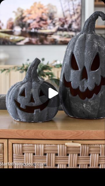 Brooke Larsen - DIY & Home on Instagram: "Give those plastic Jack-o-lanterns 🎃 an upgrade.  For the full tutorial and supplies comment with Terra cotta  #halloweendecor #terracottapumpkins #jackolantern #halloweendiy #halloweendiydecor #halloweendecorations #diyhalloweendecorations #diyhalloweendecor" Plastic Jack O Lantern Ideas, How To Make Pottery, Pottery Barn Pumpkin, Lantern Ideas, Diy Pottery, Diy Halloween Decorations, Jack O, Terra Cotta, Halloween Ideas