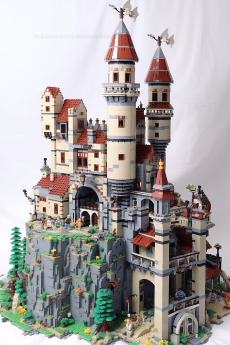 Lego Medieval Castle, Lego Castle Moc, Lego Castle Instructions, Lego Kingdoms, Toy Castle, Big Lego, Lego Sculptures, Lego Custom Minifigures, Lego Modular