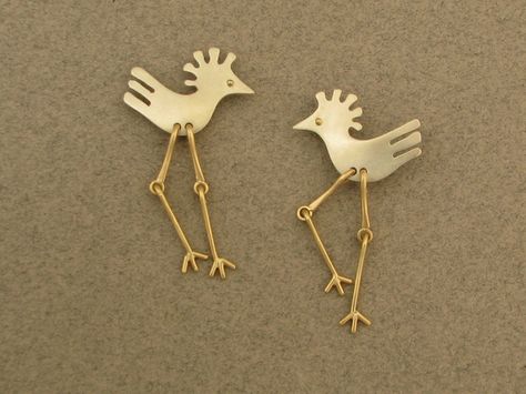 goofy_birds Ahlene Welsh Gallery Jewelry, Metal Smithing, Metalwork Jewelry, Bird Earrings, Bird Jewelry, Diy Schmuck, Lovely Jewellery, Jewelry Inspo, Animal Jewelry