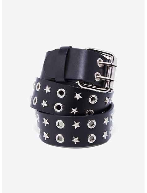 Black Grommet & Star Belt Hot Topic Belt, Star Studded Belt, Scene Clothes, Star Belt, Goth Clothes, Pride Flag Colors, Scene Outfits, Digital Closet, Studded Belt