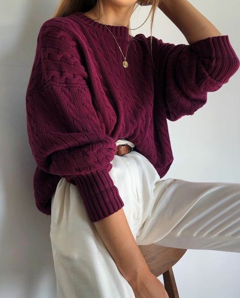 Plum Sweater Outfit, Mauve Outfit, Plum Sweater, Fancy Fits, Food Family, Winter Capsule Wardrobe, Everyday Dresses, Business Outfits, Winter Fashion Outfits