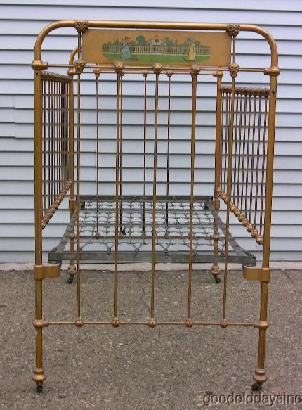 Antique Shabby Chic Cast Iron Metal Baby Bed Crib Iron Baby Bed, Antique Baby Cribs, Iron Crib, Metal Baby, Bed Crib, Antiques Furniture, Furniture Beds, Hospital Bed, Iron Metal