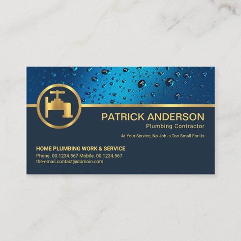 Plumbing Logo, Gold Faucet, Flower Art Images, Visiting Cards, Creative Cards, Water Drops, Sky Aesthetic, Blue Water, Business Card Design