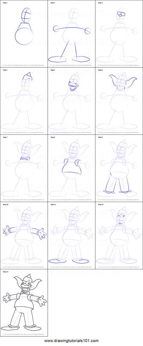 How To Draw The Simpsons Step By Step, Krusty The Clown Drawing, Simpson Drawing, Animation Character Drawings, Draw Cartoons, Character Tattoos, Animated Cartoon Movies, Krusty The Clown, Easy Cartoon