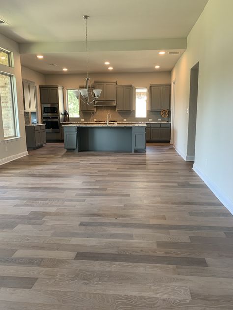 Grey Floors, Grey Kitchen Colors, Kitchen Grey, Brown Floor, Brown Floors, New House Decor, Grey Flooring, Grey Kitchens, Wooden Floor