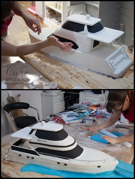 Yacht Cake Ideas, Yacht Cake, Sailing Cake, Boat Cake Topper, Marine Cake, 3d Dort, Boat Cake, Realistic Cakes, Cake Templates