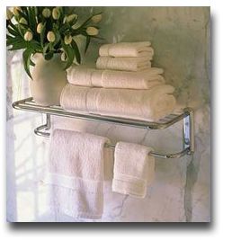 hotel towel rack | Hotel Style Towel Racks - Easy Home Concepts Hotel Towel Rack, Shelf With Bar, Cottage Bathrooms, Apartment Shopping, Fancy Towels, Restoration House, Cottage Remodel, Bathroom Towel Decor, Spa Bathroom