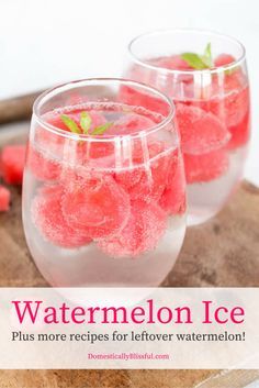 Watermelon Ice is a delicious way to add color & flavor to your drinks & a great way to use up leftover watermelon! Watermelon Uses, Watermelon Drink, Watermelon Ice, Watermelon Recipes, Leftovers Recipes, Water Recipes, Fruit Drinks, Flavored Water, Samosa