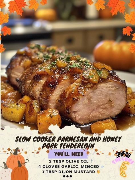 Honey Pork Tenderloin, Lazy Dinner, Lazy Dinners, Honey Pork, Pork Tenderloin Recipe, Crockpot Dinners, Slow Cooked Pork, Tenderloin Recipe, Tenderloin Recipes