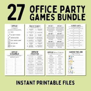 Introducing 27 Fun Office Party Game Bundle!  Packed with a variety of entertaining games, this bundle is perfect for adding excitement and laughter to your next team meeting, staff party, or happy hour. From icebreakers to team-building activities, these games are designed to foster camaraderie and create unforgettable memories. Whether you're hosting a small gathering or a large event, this bundle has something for everyone. Employee Appreciation Games, Games For Work Party, Trivia Games For Adults, Office Party Games, Staff Party, Team Meeting, Fun Office, Small Gathering, Staff Motivation