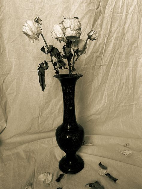 Gothic Still Life Photography, Gothic Flowers Aesthetic, Witch Vase, Gothic Objects, Gothic Pottery, Gothic Vase, Gothic Apartment, Goth Art Deco, Dark Vase