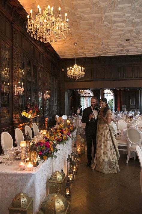 Romantic Fusion Wedding at Casa Loma — Sara Baig Designs Fusion Wedding, Party Venues, Event Planning, Table Settings, Table Decorations, Floral, Home Decor, Design, Home Décor