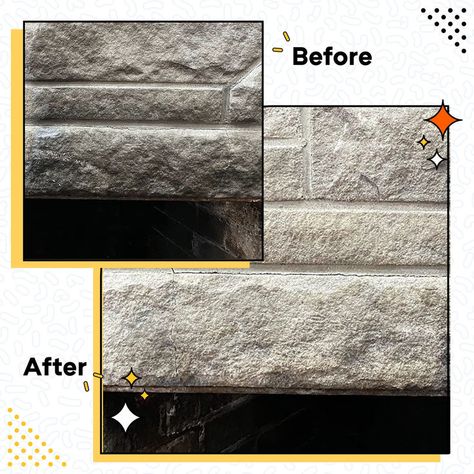 before and after cleaning fireplace Grout Fireplace, Gas Fireplace Decor, Fireplace Cleaner, Best Fireplace, Fireplace Brick, Fireplace Makeovers, How To Clean Brick, Brick Fireplaces, White Brick Fireplace