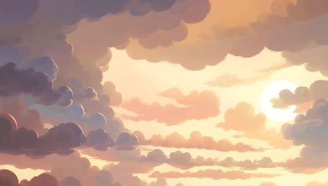 Cloud Illustration, Clouds In The Sky, Sky Background, Psd Icon, Painting Illustration, Copic, Vector Photo, Golden Hour, Sunrise Sunset