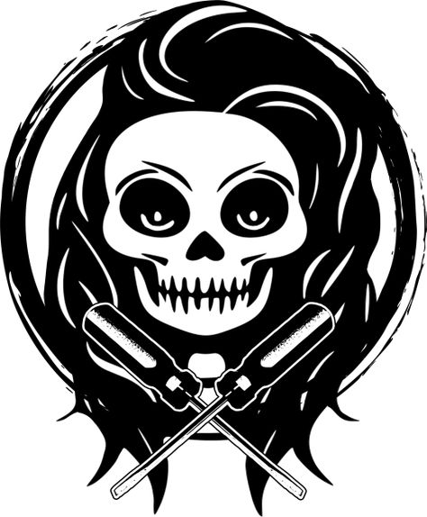 A female electrician skull and screwdriver crossed tools black logo especially for women working in an electrical engineering role, trade or profession. -- Choose from our vast selection of Crewneck and V-Neck T-Shirts to match with your favorite design to make the perfect graphic T-Shirt. Pick your favorite: Classic, Boxy, Tri-Blend, V-Neck, or Premium. Customize your color! For men and women. Female Electrician, Female Skull, Skull Stencil, Cross Pens, Women Working, Coloring Pages Inspirational, Skull Logo, Electrical Engineering, Skull Art