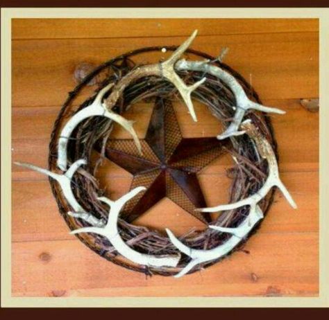 Antler wreath Antler Projects, Antler Ideas, Antler Wreath, Antler Decor, Antler Crafts, Antler Art, Hunting Decor, Lodge Decor, Oh Deer