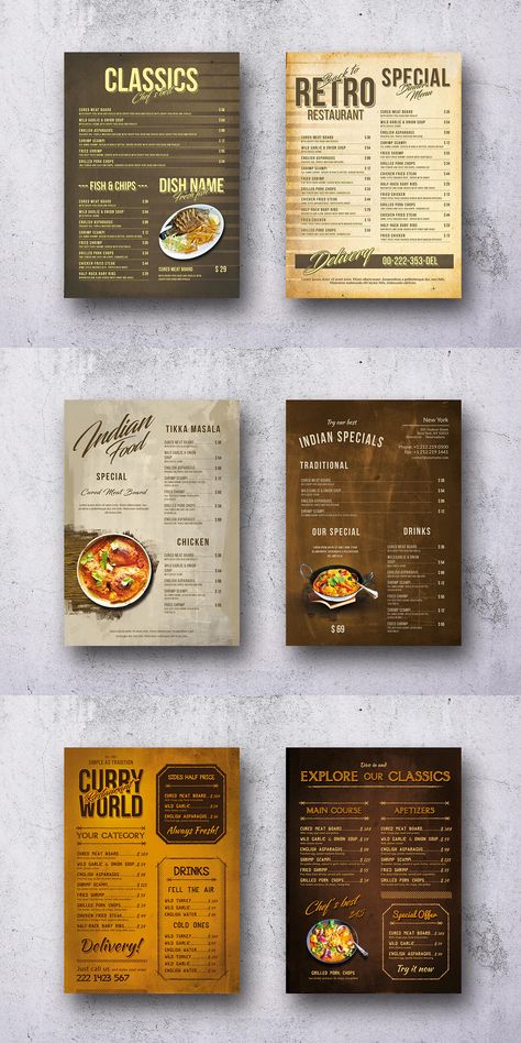 Vintage Single Page Menu Bundle Template PSD Rustic Restaurant Menu Design Ideas, Vintage Menu Design Ideas, Country Menu Design, Menu Catalogue Design, One Page Menu Design, Menu Book Ideas, Fancy Menu Design, Rustic Menu Design, Unique Menu Design