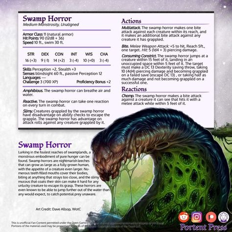 Dnd Shadowfell, Dnd Swamp Creatures, Dnd Monstrosity, Dnd Swamp, Dnd 5e Low Level Monsters, Dnd Swamp Monster, Dnd Level 1 Monsters, Mushroom Monster, D&d Monster Stats