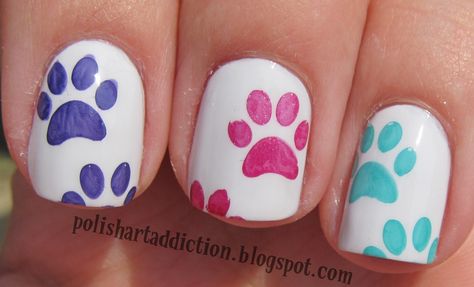 Paw Print Nails, Dog Nail Art, Cat Nail Designs, Paw Nails, Animal Nail Art, Nagellack Trends, Animal Nails, Animal Print Nails, Dog Nails