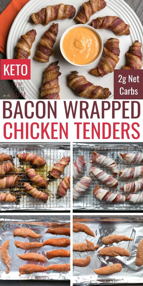 Baked Bacon Wrapped Chicken, Chicken With Bacon, Bacon Food, Bacon Wrapped Chicken Tenders, Oven Baked Bacon, Wrapped Chicken, Baked Bacon, Resep Diet, Bacon Wrapped Chicken