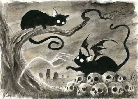 Kitties | Halloween art, Ghost cat, Art Ghost Cat, Goth Art, Wow Art, Creepy Art, Gothic Art, Black Cats, Halloween Cat, Horror Art, Halloween Art